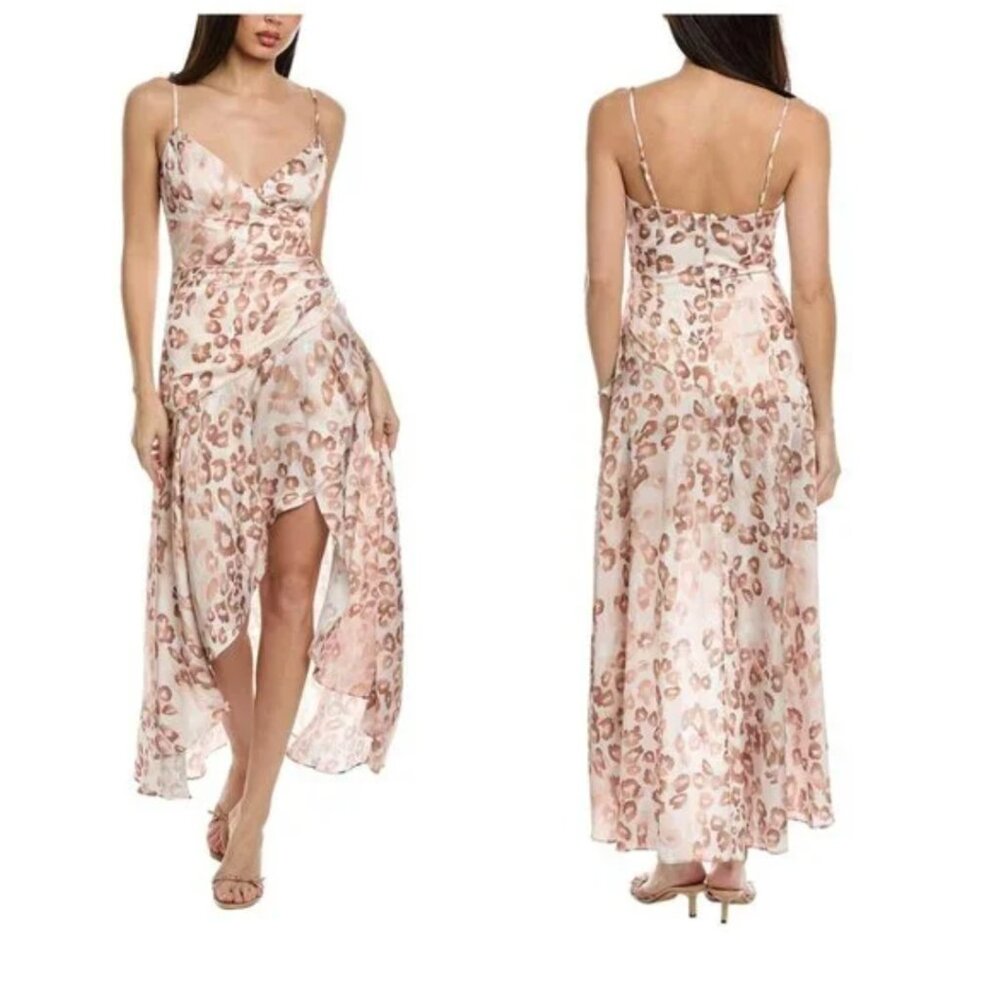 Bardot Pink Floral Satin Slip Maxi Dress